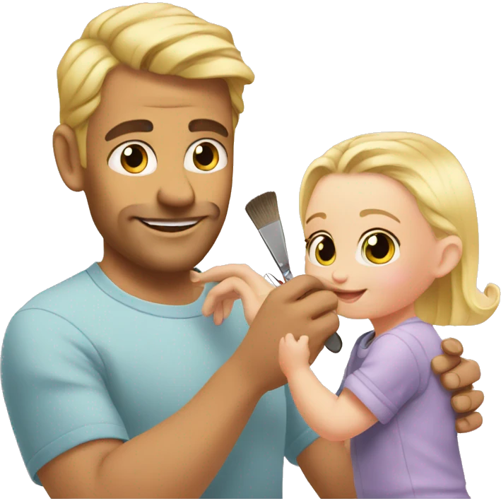 blonde babydaughter gives blonde dad a manicure emoji
