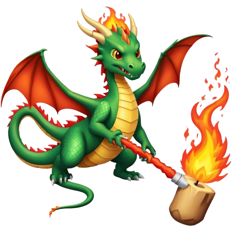 Dragon breathing fire but is lighting a match emoji