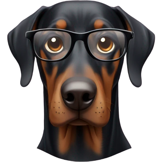 Doberman with glasses emoji