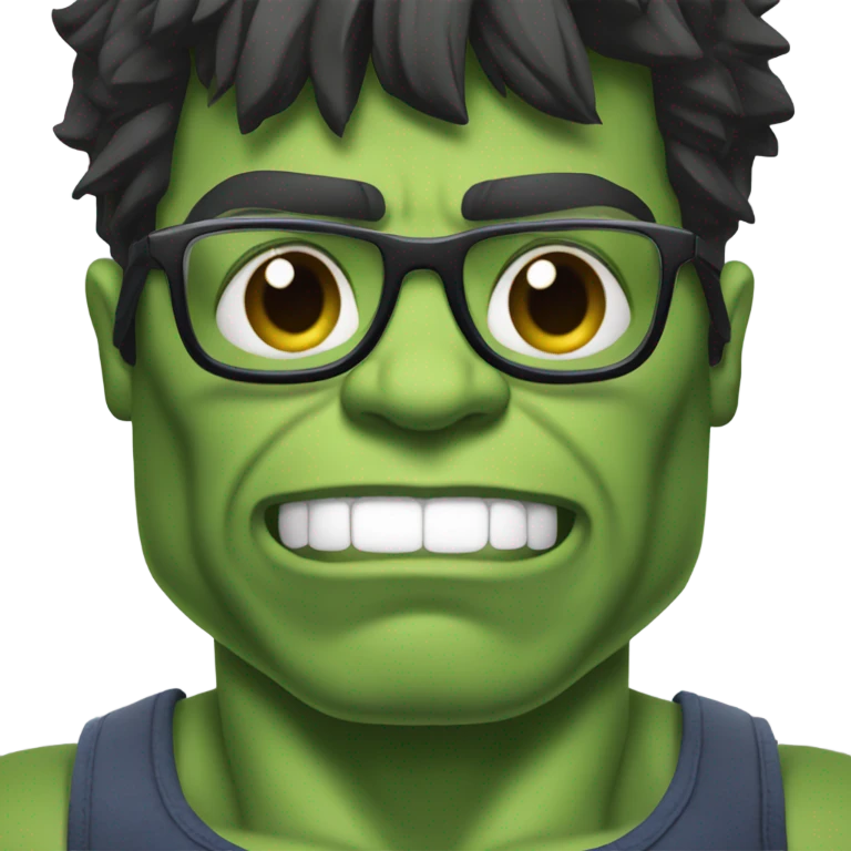 Hulk typing on the computer with glasses on emoji