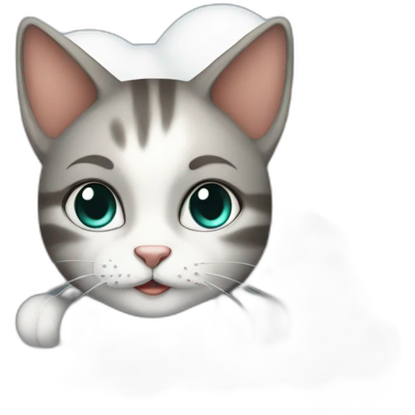 girl cat secretary sitting on top of the cloud emoji