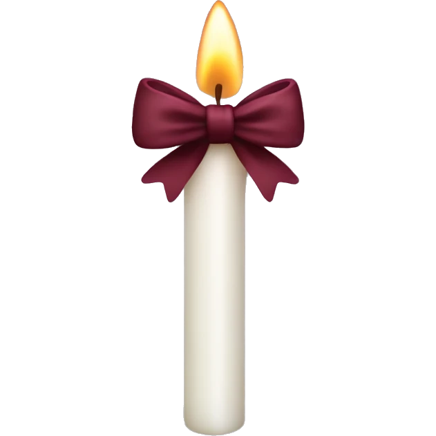 thin white candle with burgundy bow  emoji