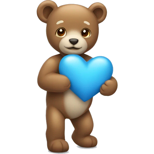 Corazón azul claro con osito emoji