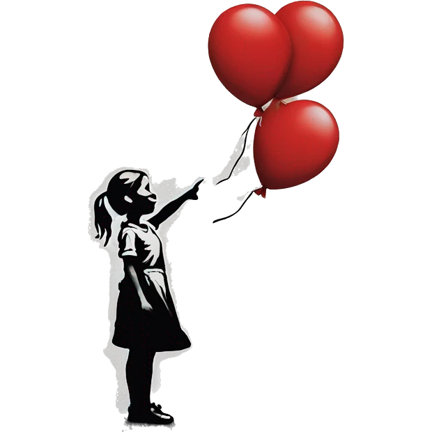 girl with red balloon banksy painting emoji