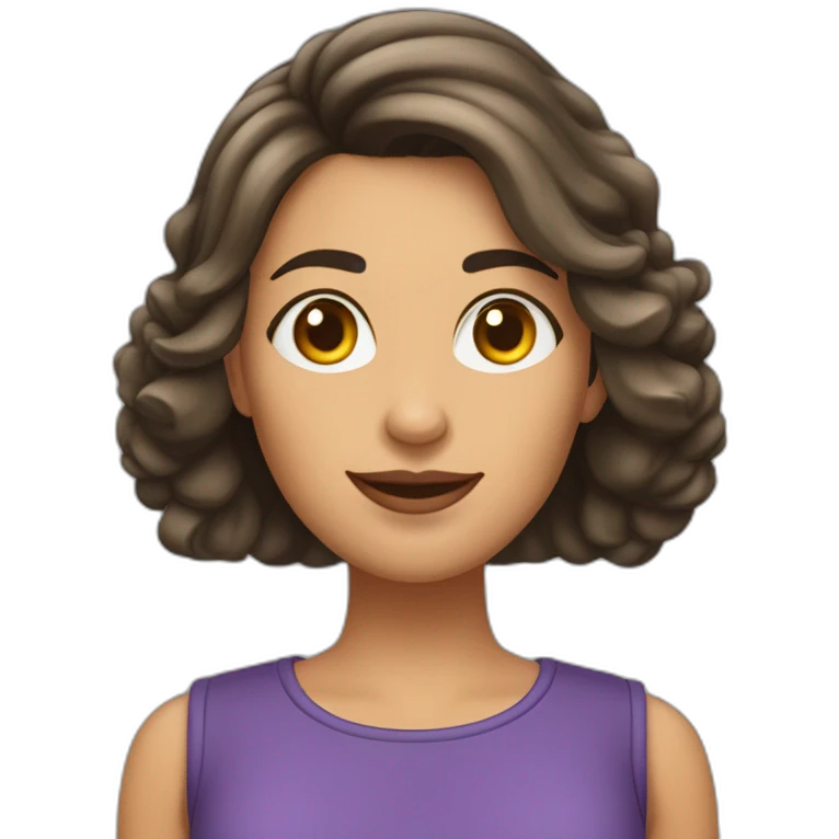 Mujer de 40 años con cabello liso en los hombros piel morena cara emoji