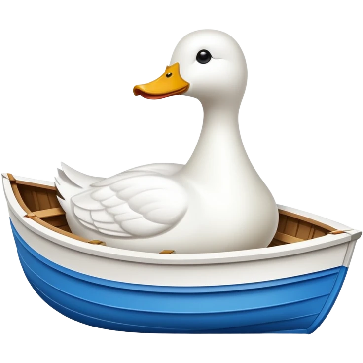 A white duck-shaped boat with a Shade cloth emoji