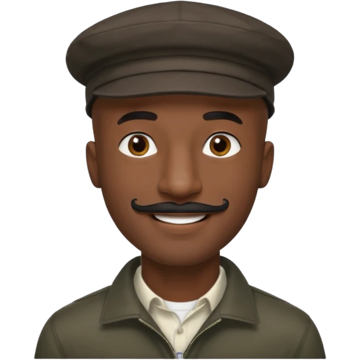 a tall dark hansome black man shaved head thin mustash with compton hat emoji