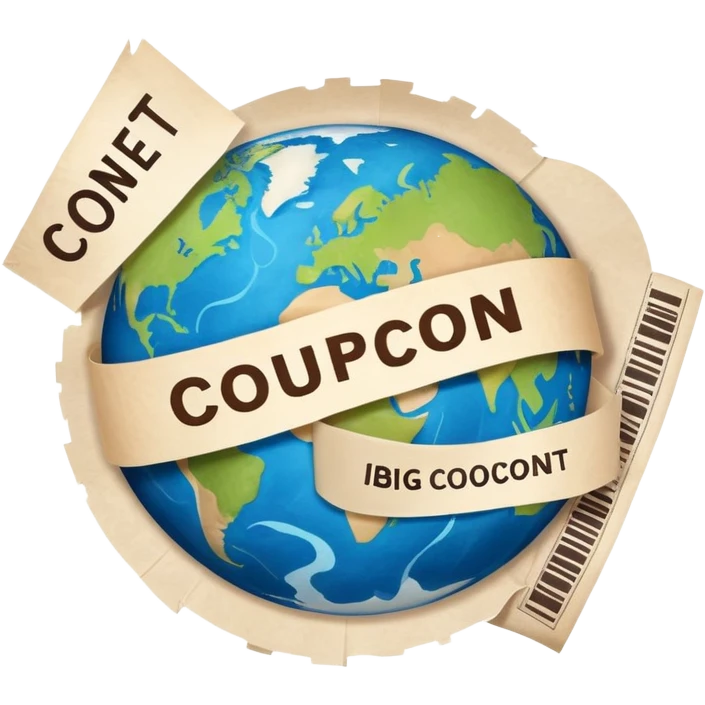 Planet earth with a big coupon in the middle emoji