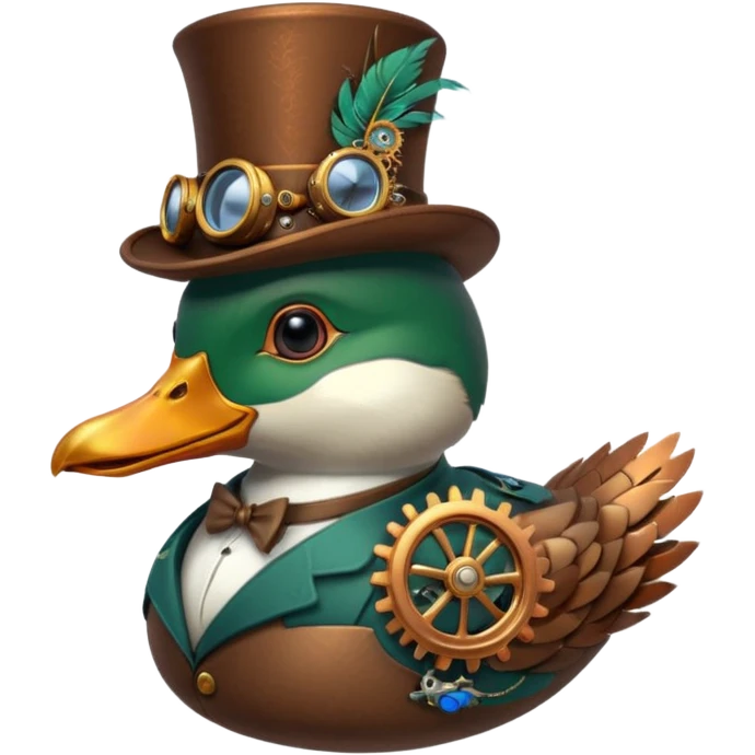 Create a steampunk mallard that has monocle glasses
 emoji