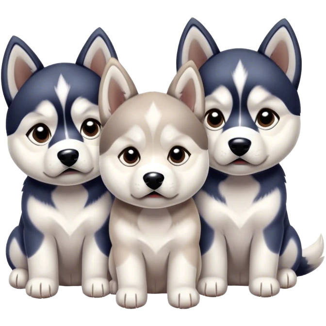 sad three puppies 
huskies look pitifully emoji