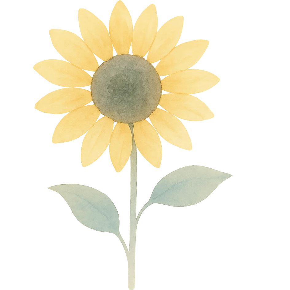 sunflower in full bloom, cheerful and bold, watercolor style emoji