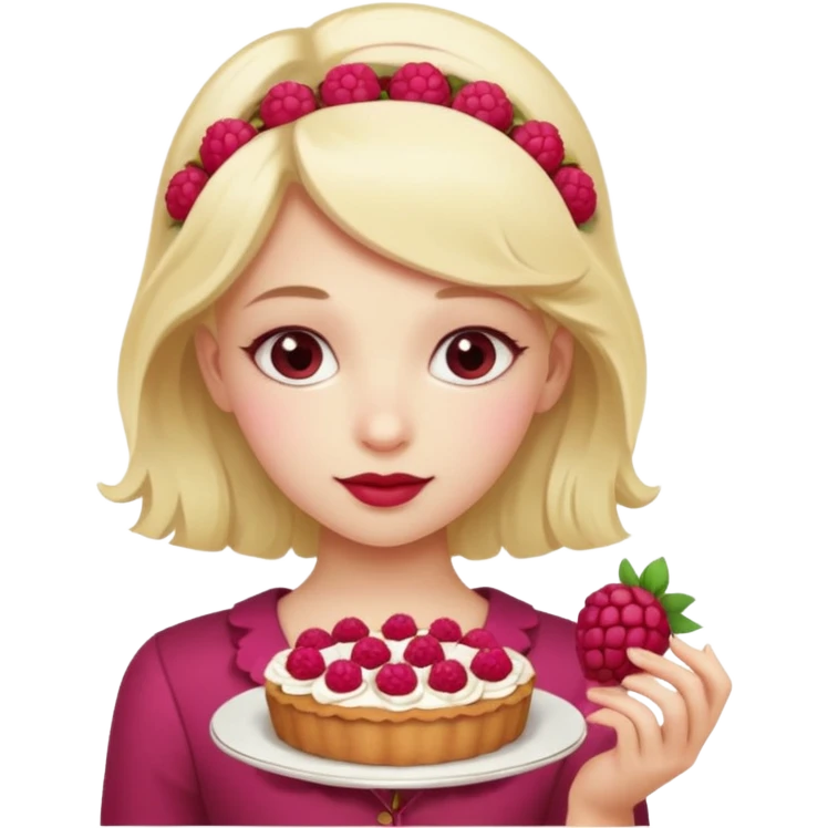 Raspberry torte human girl full body and legs with a raspberry barrette on her hair emoji