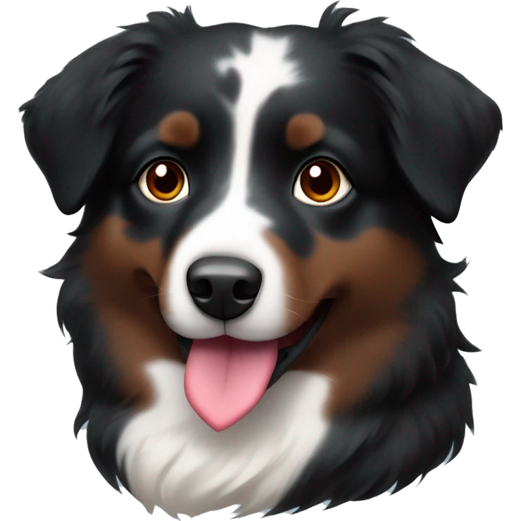 Small black australian shepherd dog with huge maroon heart emoji