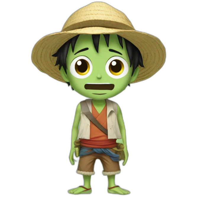 Luffy qui fait un câlin à bébé yoda emoji
