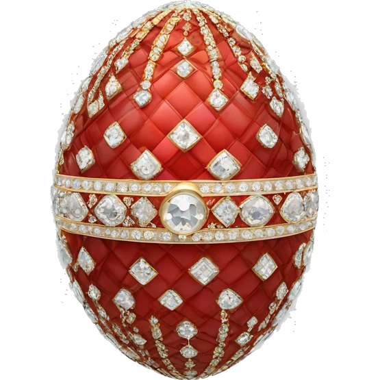 Red Faberge egg with diamonds and elegant pattern  emoji