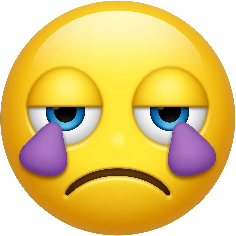 Yellow circle looking tired having purple eye bags under eyes emoji