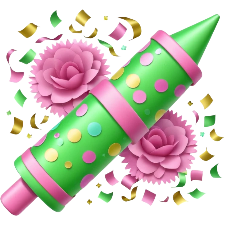 light green and light pink floral party poppers emoji