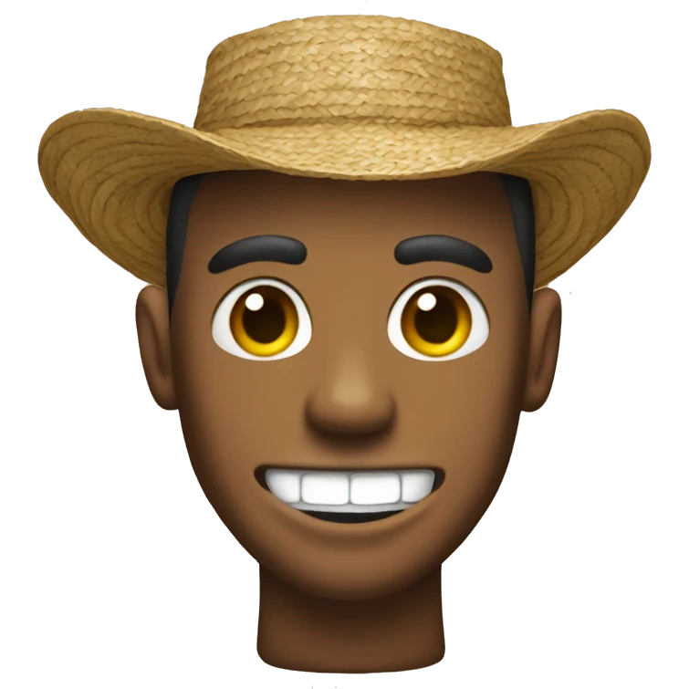 man in straw hat with buck teeth emoji