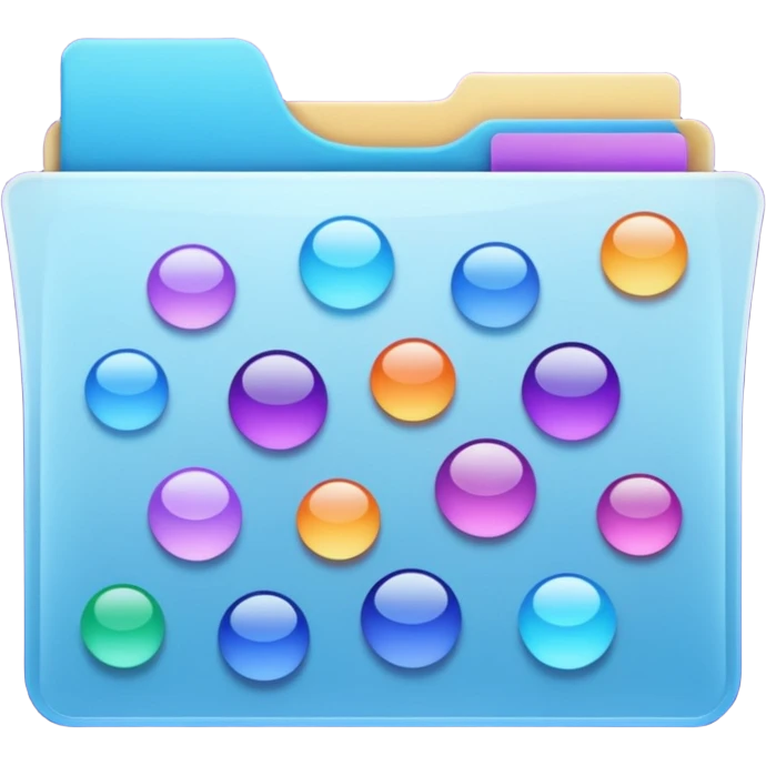  Show an open project panel or folder with small colorful elements inside, giving a sense of organized, exciting, and ready-to-explore projects. Include subtle glowing or movement effects to convey energy. Use harmonious colors like soft blues, purples, and creams.  emoji