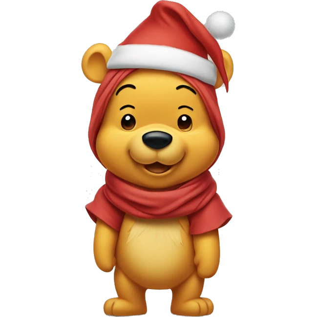 winnie the pooh with santa hat emoji