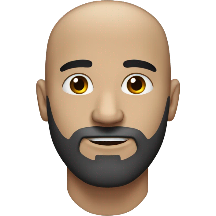 Bald guy with a black beard with some grays and dark brown eagle eyes and strong bushy eyebrows emoji