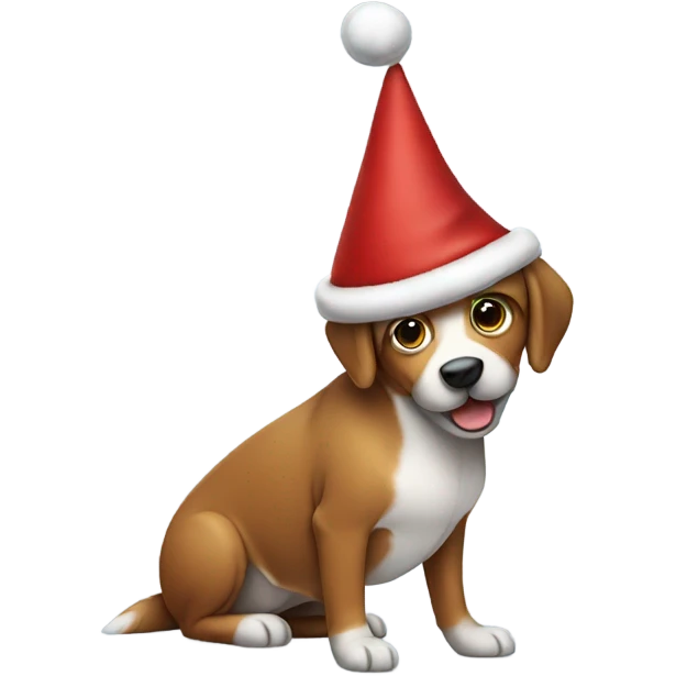 Dog wearing Santa hat emoji