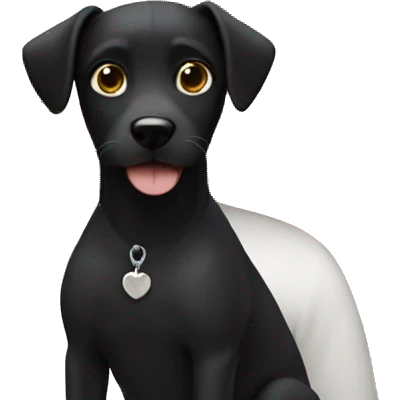 A girl with straight blond hair with a black dog with white breasts emoji