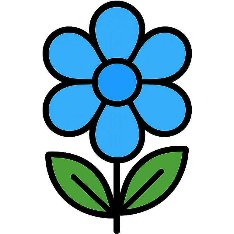 light blue flower, modern color outline icon style, minimal and clear emoji
