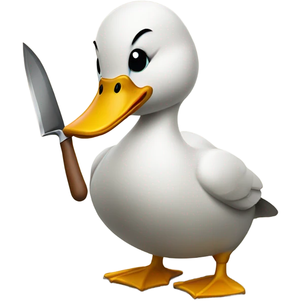 A duck holding a knife emoji