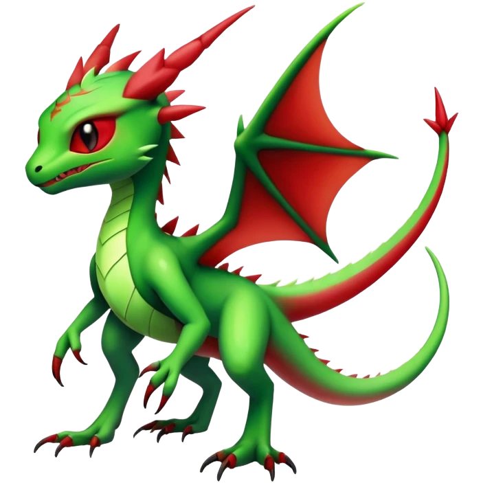 Cool Edgy Green Red ethereal badass punky Fionbri-Vernid-Trico-Flygon-animal-creature full body emoji