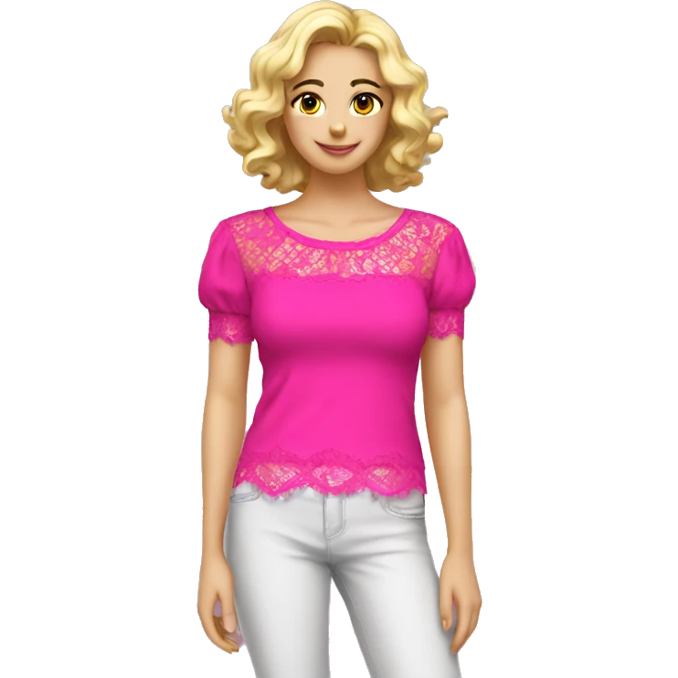 Hot pink top with lace emoji