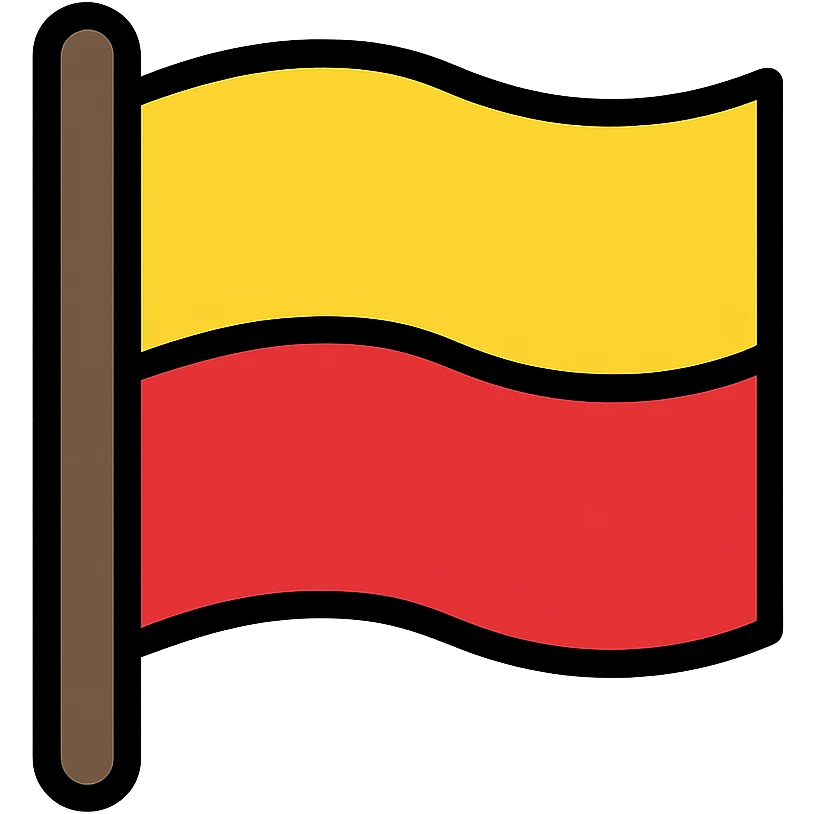 flag with half yellow and half red, clean and simple design emoji