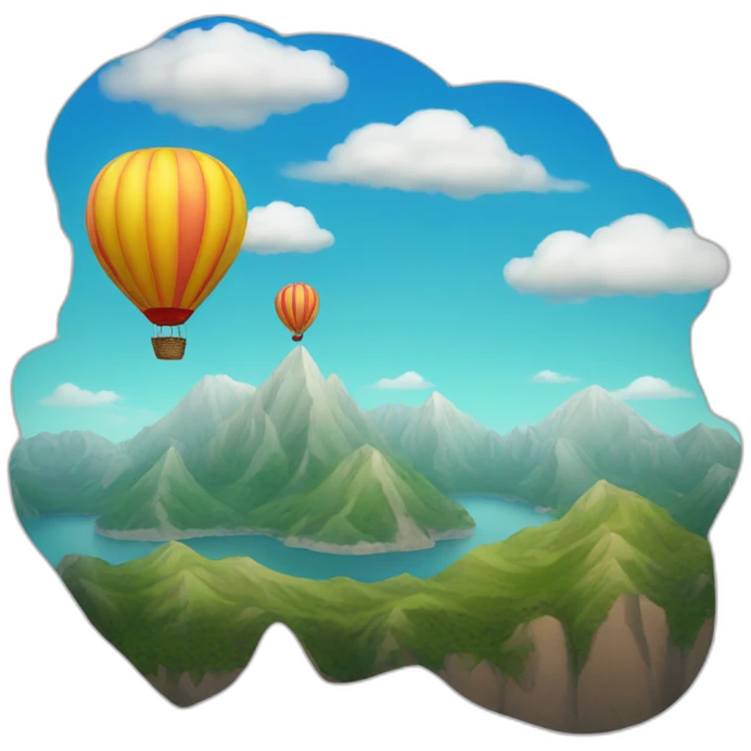 sea mountains and hot air balloon emoji