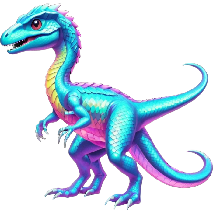 Futuristic Shiny Neon Velociraptor-Fakémon-Pokémon emoji