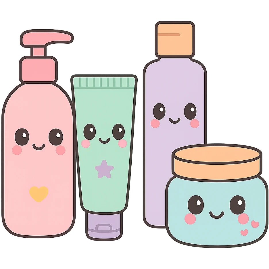 skincare products, adorable, rounded emoji