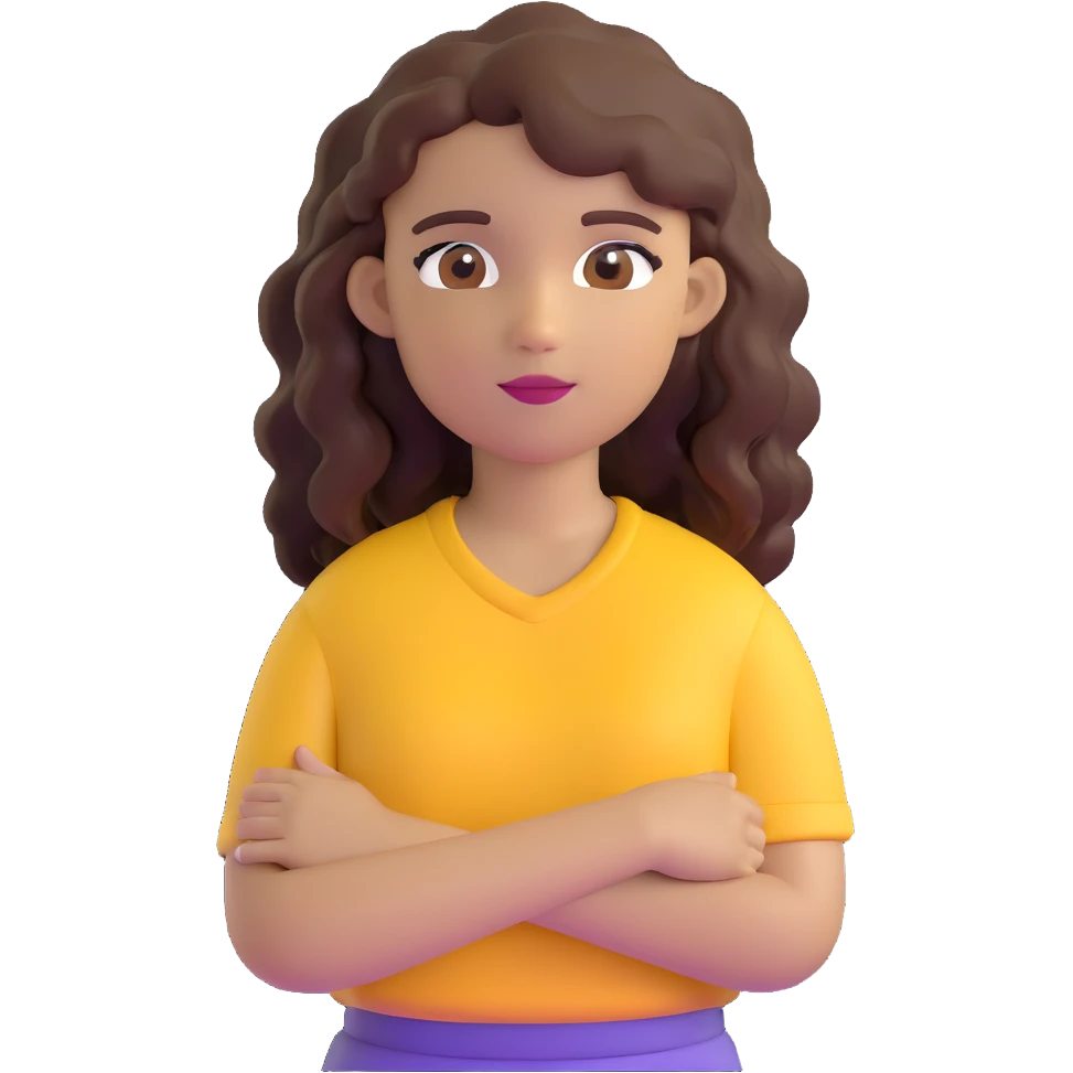 brown girl with wavy hair and brown eyes, wearing a yellow shirt emoji