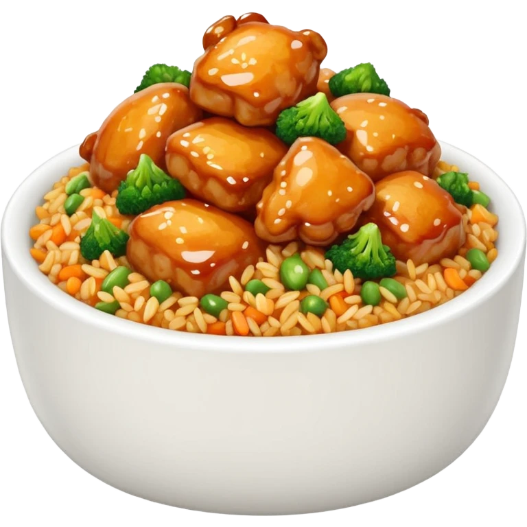 Orange chicken and fried rice emoji