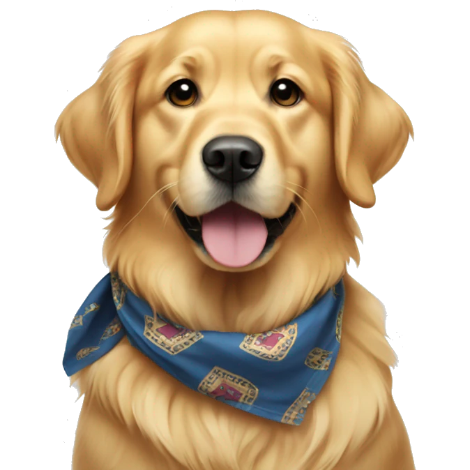 Golden retriever with a bandana emoji