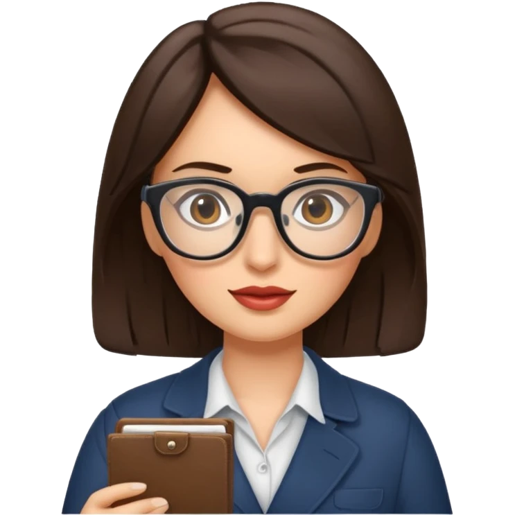 journalist brunette woman with glasses emoji