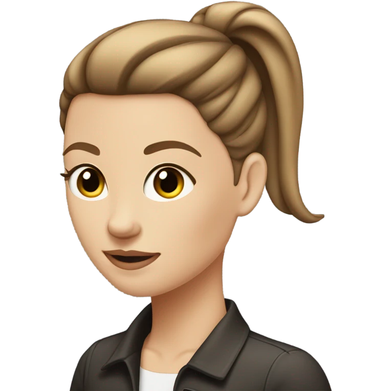 White girl with brown hair with a slick back ponytail emoji