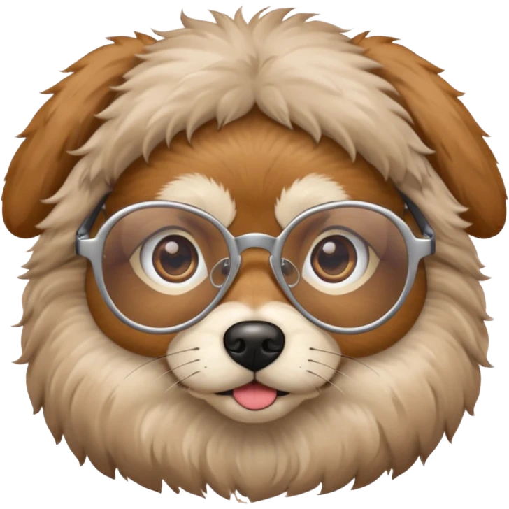 dog wearing grany emoji
