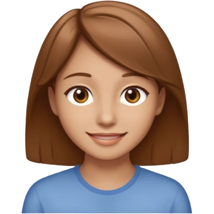 Branca cabelos castanhos claros olhos castanhos claros simpática e meiga emoji