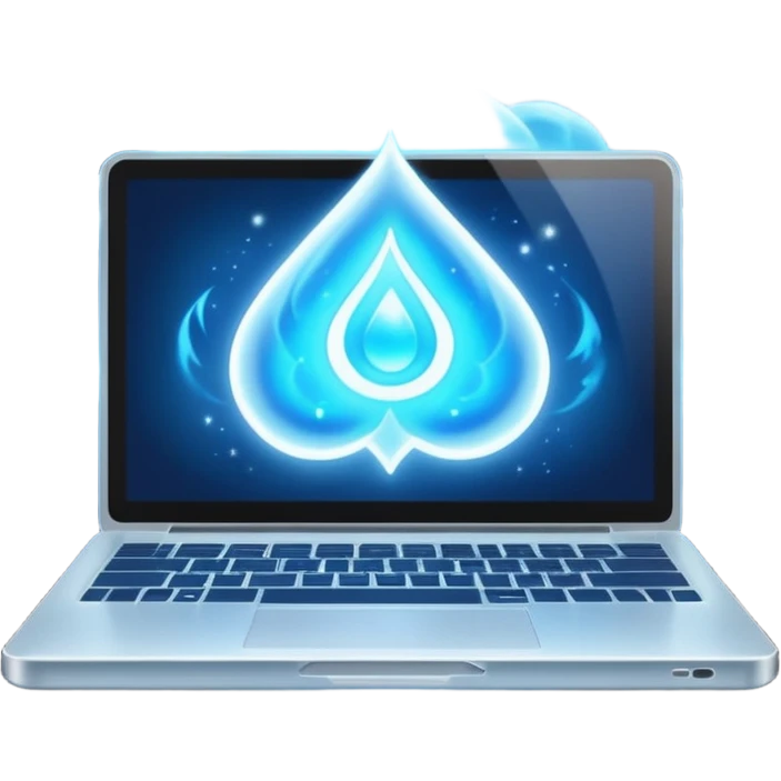 laptop with magical aura emoji