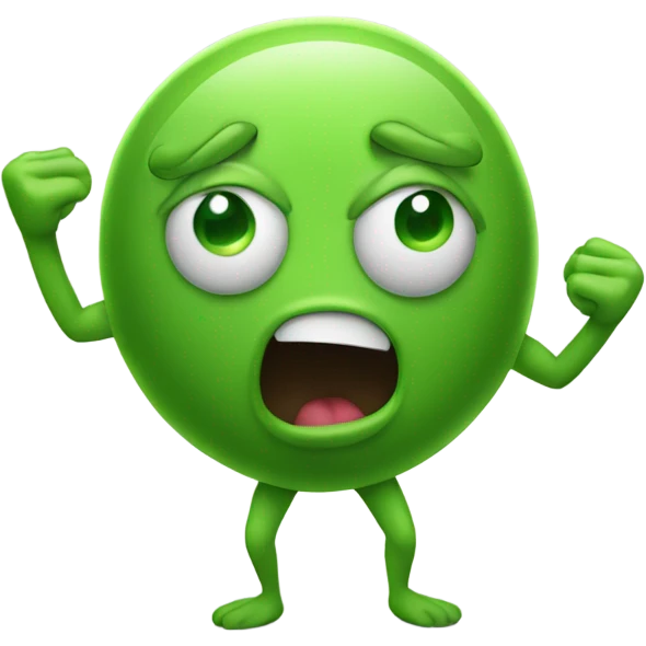 Booger with arms and legs flipping a coin emoji