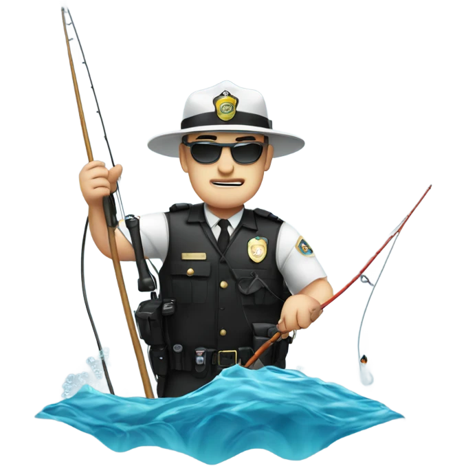 White Cop fishing in the ocean emoji