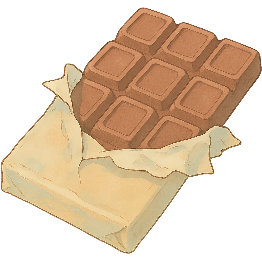ghibli style chocolate bar with soft colors emoji