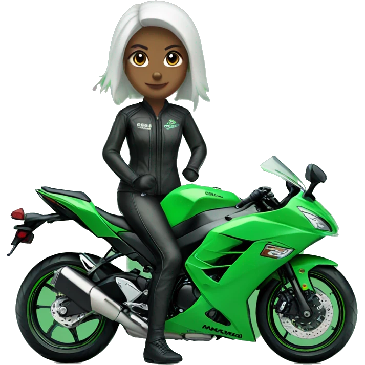 girl on green kawasaki ninja 650 emoji