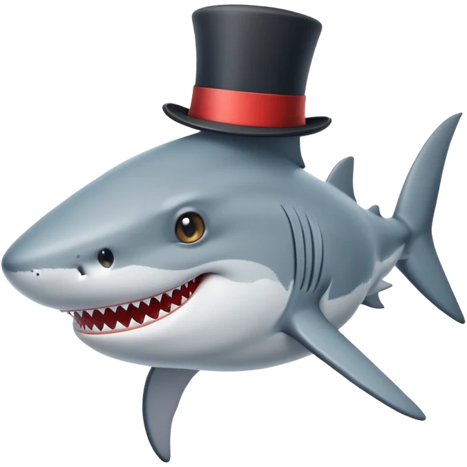 Shark with a top hat emoji