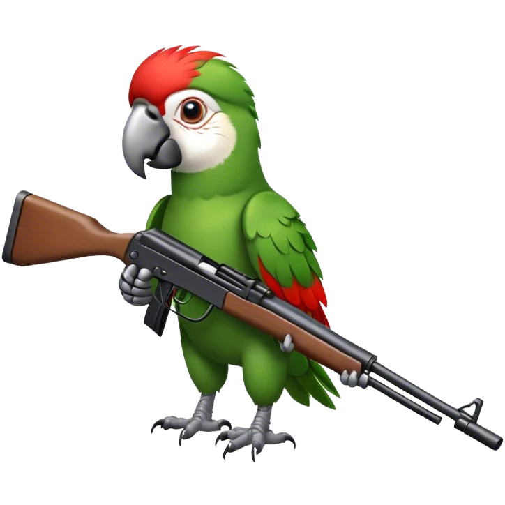 Parrot in the military with a rifle emoji