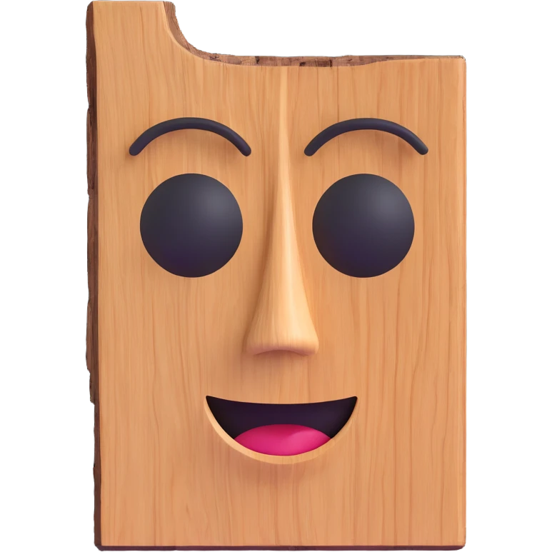 piece of wood with a face, playful and expressive emoji